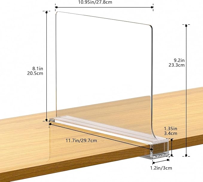 16 PCS Shelf Dividers for Closet Organization Acrylic Clear Closet Shelf Divider for Wooden Shelving Suitable for Wooden or Vertical Shelves Or Bedroom, Kitchen and Office