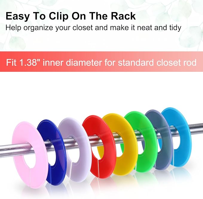 uxcell 10 Pcs Clothes Dividers,Round Closet Rack Dividers Clothing Rack Size Dividers Blank Labels Writable & Reusable for Hanging Clothes Sorting Size, 5 Colors