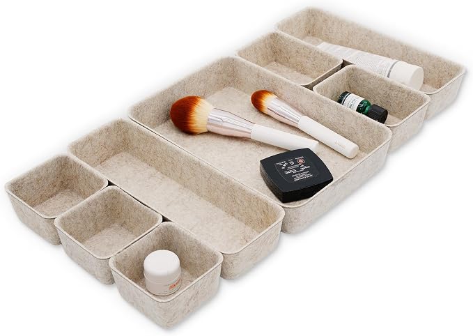 Welaxy 8pc Nordic Minimalist Desk Organizer Tray Beige Oatmeal Storage