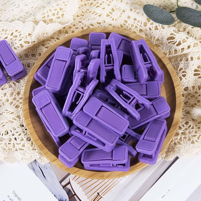 KISEER 40 Pcs Plastic Baby Hanger Clips Slim-line Finger Clips Set for Clothes Hanger Velvet Hanger (Purple)