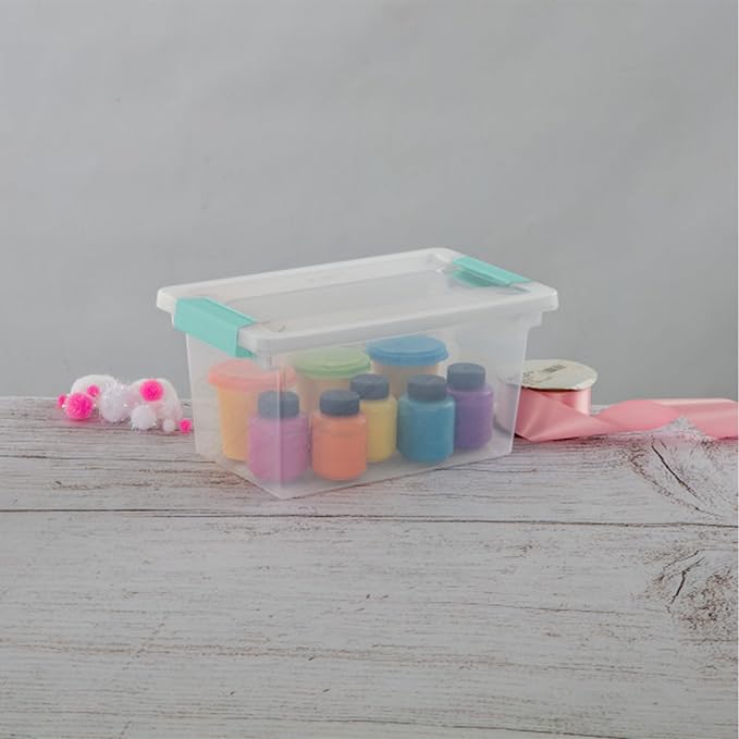 Sterilite 12-Pack Clip Box, Stackable Clear Plastic Bins with Latching Lids, Medium - Writing, Arts or Crafts Supplies Storage Containers for Home, Office, Classroom and Workshop Organization