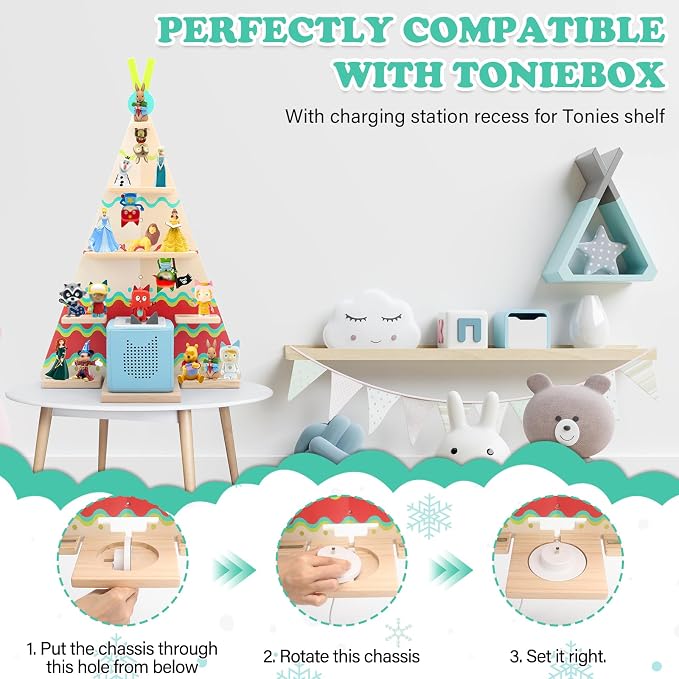 Tent for Tonies Box 1/2 Tonies Figures Organizer Storage Shelf Wall Mounted, Magnetic Display Collection 30~40 Characters Floating Shelves Storage Player