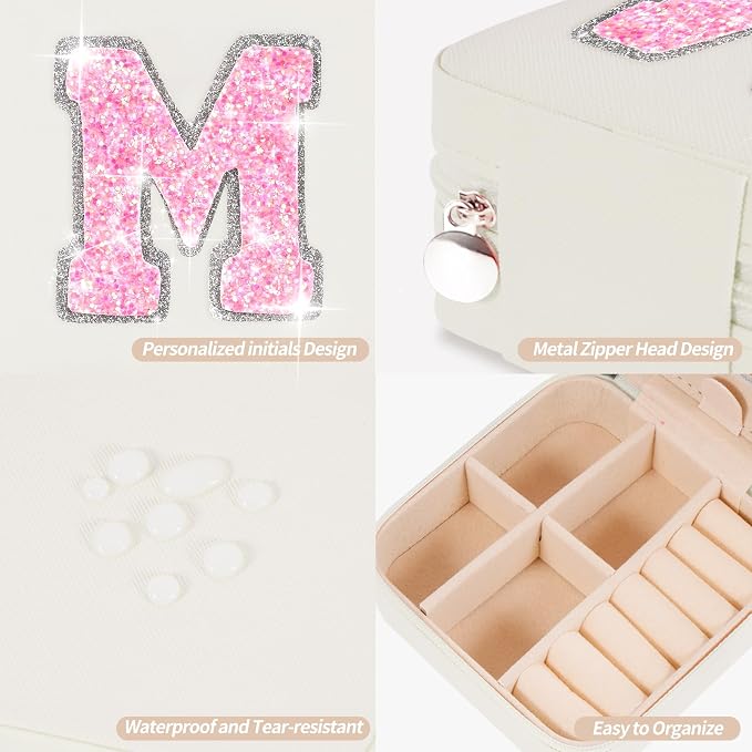Uygafly Gifts for Teen Girl Trendy Stuff,Birthday Gift for 5 6 7 8 9 10 11 12 13 14 15 Year Old Girls,Cute Travel Jewelry Case Small Box | Cream,M