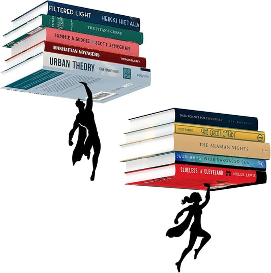 Artori Design Floating Bookshelf for Kids, Invisible Metal Book Shelf, Wall Decore Book Lovers Bookshelf (Wondershelf+Supershelf)
