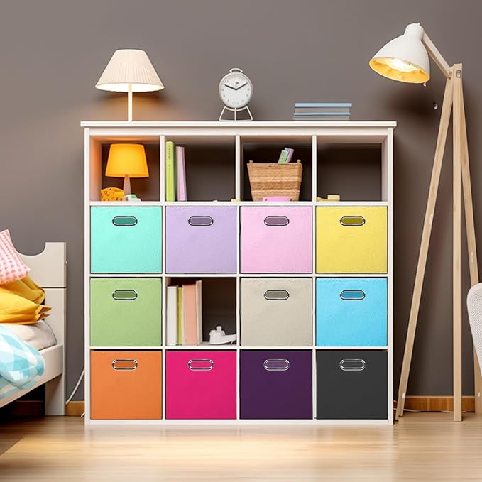 ShellKingdom Storage Bins, Foldable Fabric Storage Cubes And Cloth Storage Organizer Drawer with Metal Handle For Closet And Toys Storage, 11 X 10.5 X 10.5 INCH, 2 Pack (Beige)