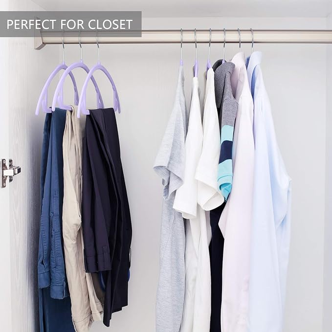 MIZGI Premium Velvet Hangers 50 Pack Heavyduty- Non Slip No Shoulder Bump Suit Hanger - Chrome Hooks,Space Saving Clothes Rounded Shape for Coat,Sweater,Jackets,Pants