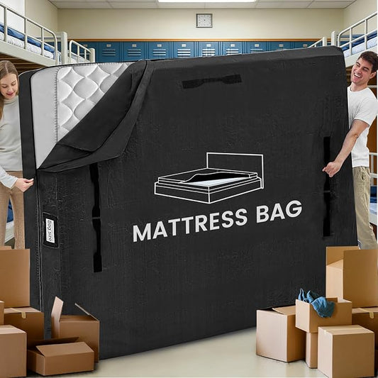 Mattress Bags for Moving and Storage, BETU Waterproof Mattress Protector Twin XL Mattress Cover with 8 Heavy Duty Handles and Zipper Extra Thick Moving Supplies for Bed Dorm (82x42x13.5 Black)