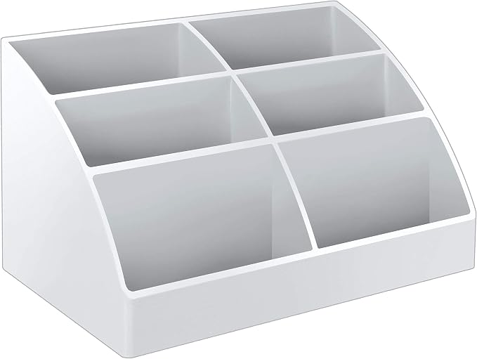 Acrimet Desktop Organizer - Easy Organizer Caddy Holder for Office, Home and School use (Plastic) (White Color)