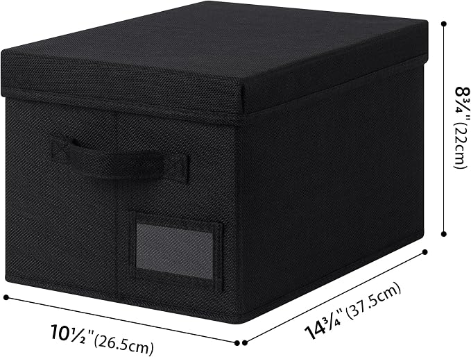 GRANNY SAYS Storage Bins with Lids, Linen Storage Bins for Shelves, Decorative Storage Boxes, Clothes Storage and Organization, Storage Boxes for Organizing, 3-Pack, Black