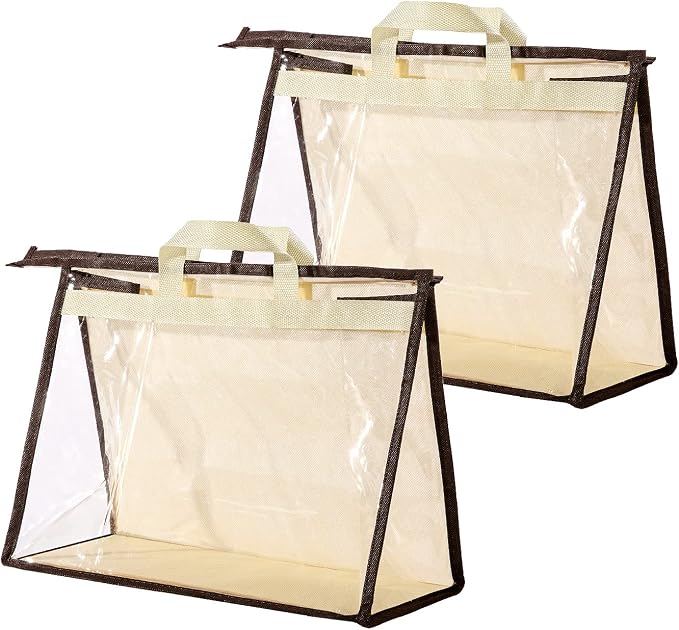 Clear Handbag Storage Bags Purse Organizer for Closet, Zipper Hanging Storage Bag for Handbags, M, 2PCS