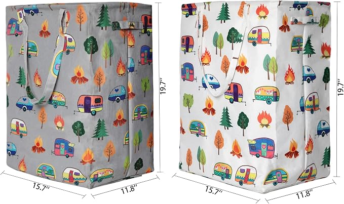 Kay&J 2-Pack Collapsible Laundry Hamper, Laundry Sorter, Laundry Baskets with Two Colors for Easy Separation