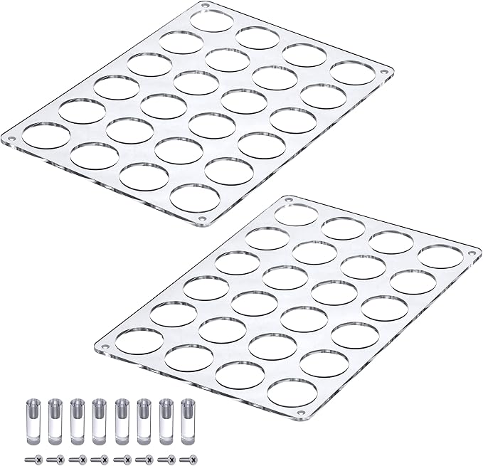 Amazing Abby 2-Pack 24-Slot Flat Acrylic Coffee Pod Holder, Large-Capacity Plastic Coffee Capsule Storage, BPA-Free and Shatter-Proof, Great for Use on Countertop or in Drawer, Up to 48 Keurig K-Cups