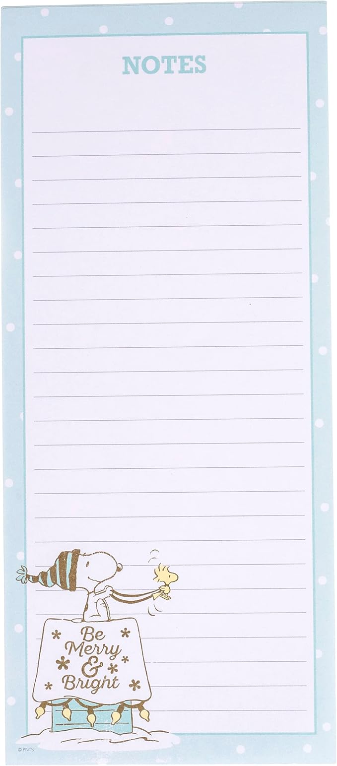 Graphique Merry Snoopy Holiday Magnetic Notepad | 100 Tear-Away Sheets | Grocery, Shopping, To-Do List | Writing Pad for Fridge, Kitchen, Office | Lined Paper | Great Gift | 4” x 9.25”