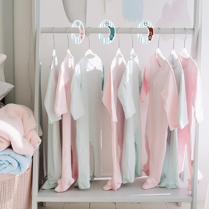 VIS'V Velvet Baby Hangers with 6 Pcs Size Dividers, 11 Inch, White, 50 Pcs | Compact Size, Non Slip, Infant Toddler Nursery Closet Organization