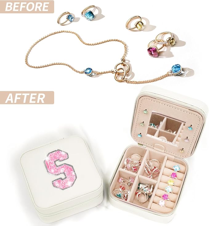 Uygafly Gifts for Teen Girl Trendy Stuff,Birthday Gift for 5 6 7 8 9 10 11 12 13 14 15 Year Old Girls,Cute Travel Jewelry Case Small Box | Cream,S