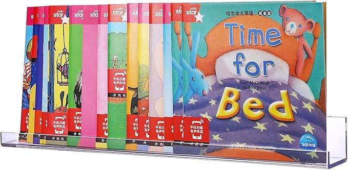 Sooyee 4 Pack 15 Inch Acrylic Invisible Kids Floating Bookshelf for Kids Room,Modern Picture Ledge Display Toy Storage Wall Shelf,Clear (4 Pack)
