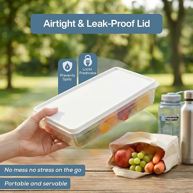 Deli Meat Containers with Lids – Set of 2 Deli Food Containers with Lids – Airtight Food Storage Containers for Cheese, Bacon, Fruits, Cookies – BPA-Free Stackable Deli Meat Container for Fridge