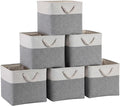 13×15×13 Inch Storage Cubes,6 Pack Cube Storage Bins for Shelves,Fabric Collapsible Storage Bins with Handles, Foldable Storage Basket for Organizing Clothes,Books (White&Gray,13"x15"x13")