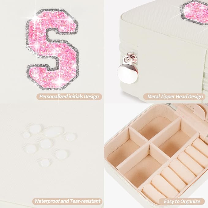 Uygafly Gifts for Teen Girl Trendy Stuff,Birthday Gift for 5 6 7 8 9 10 11 12 13 14 15 Year Old Girls,Cute Travel Jewelry Case Small Box | Cream,S