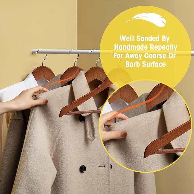 Wooden Hangers - 30 Pack - Clothes Hanger for Daily Used,Heavy Duty Wood Hangers with Precisely Cut Notches,Coat Hanger for Closet, Clothes Hangers for Shirt Suit Dress (Walnut)