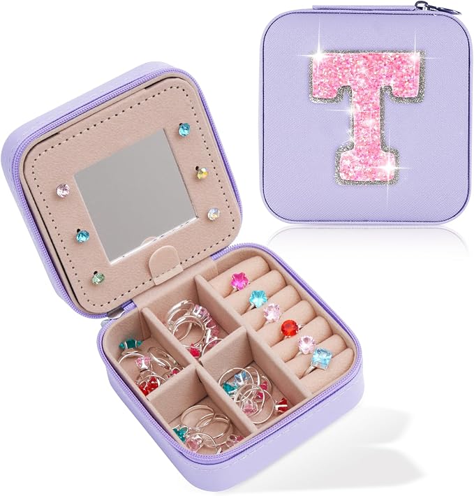 Uygafly Gifts for Teen Girl Trendy Stuff,Birthday Gift for 5 6 7 8 9 10 11 12 13 14 15 Year Old Girls,Cute Travel Jewelry Case Small Box | Lavender,T