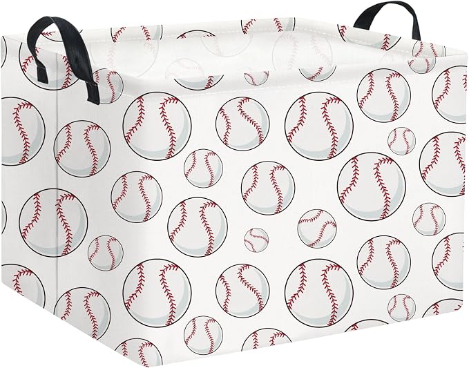 Rectangular Baseball Basket Kids Baby Storage Basket Cute Kids Toy Storage Bin Organizer Shelf Book Sports Room Decor(Baseball)