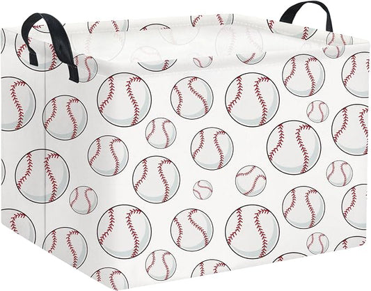 Rectangular Baseball Basket Kids Baby Storage Basket Cute Kids Toy Storage Bin Organizer Shelf Book Sports Room Decor(Baseball)