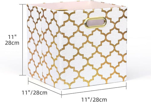 11x11x11 Cube Storage Bins, Collapsible Storage Bins Fabric Storage Cubes Organizer Baskets Box Drawers for Shelves, Closet, Wardrobe, Bookshelf, Cabinet, 3 Pack, White, AG40001-02
