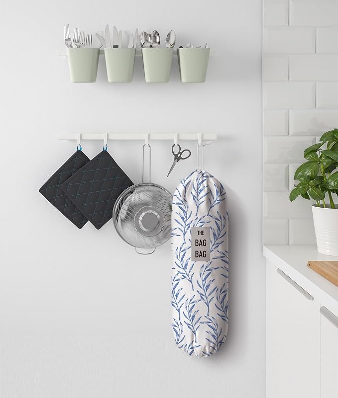 Tropical Leaves Grocery Bag Holder Storage,Cute Kitchen Plastic Bag Holder Organizer 23"x9"