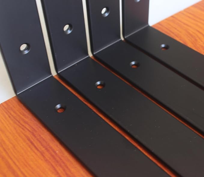 6 Pack - L 6" x H 6" x W1.5, 5mm Thick Black L Shelf Bracket, Iron Shelf Brackets, Metal Shelf Brackets, Floating Shelf, Shelf Supports with Screws