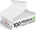 HOUSE DAY Premium Velvet Hangers 100 Pack White, Non-Slip Flocked Felt Hangers, Sturdy Clothes Hanger with 360° Rotatable Hook, Heavy Duty Durable Slim Coat Hanger for Closet Space Saving