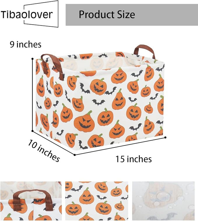 Rectangular Halloween Basket for Kids Pumpkin Basket Toy Storage Bin Organizer Box Room Decor for Halloween Parties(Halloween Pumpkin)