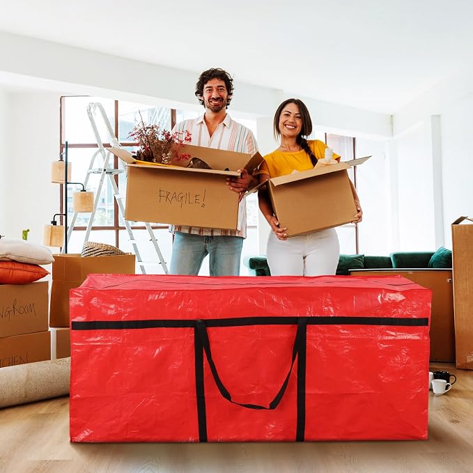 Windyun 4 Pack 195 Gallon Extra Large Moving Bags XXL Heavy Duty Storage Bag with Strong Zipper Handle Jumbo Big Tote Box Foldable for College Dorm Travel Clothes Duffle Blanket Pillow(Red)