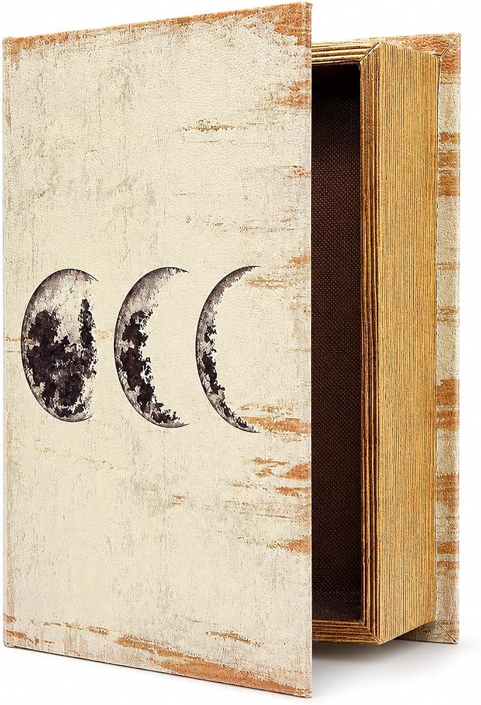 PACOLO Decorative Book Boxes, Faux Wood with Magnetic cover Storage for Hidden Jewelry, Money, and Cash (Lunar Eclipse)
