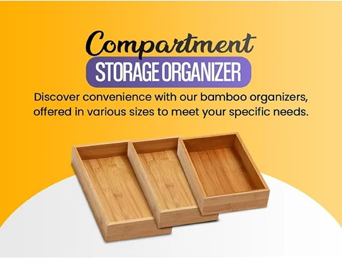 YBM HOME Bamboo Drawer Organizer Storage Box for Kitchen Drawer, Junk Drawer, Office, Bedroom, Children Room, Craft, Sewing, and Bathroom, 2 Pack 6x15x2 inch