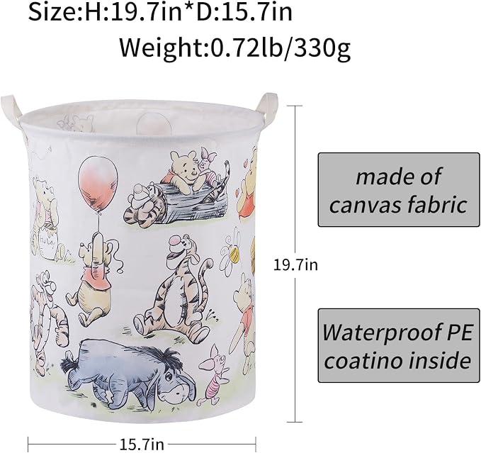 Bear Storage Basket,Nursery Large Hamper Canvas Laundry Basket Foldable With Waterproof Pe Coating,For Kids Boys And Girls, Bathroom, Bedroom, Clothes,Toy Bin