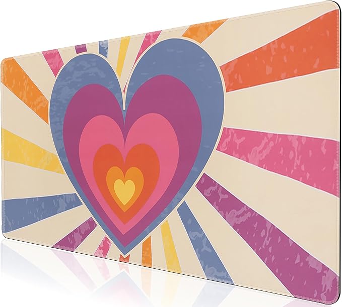 L-SPOUTTO Cute Heart Desk Mat for Keyboard and Mouse,XXL Gaming Mouse Pad | 35.4x15.7in Large Non-Slip Keyboard Pad Waterproof Desktop Mat for Laptop Computer Work Game Home Office