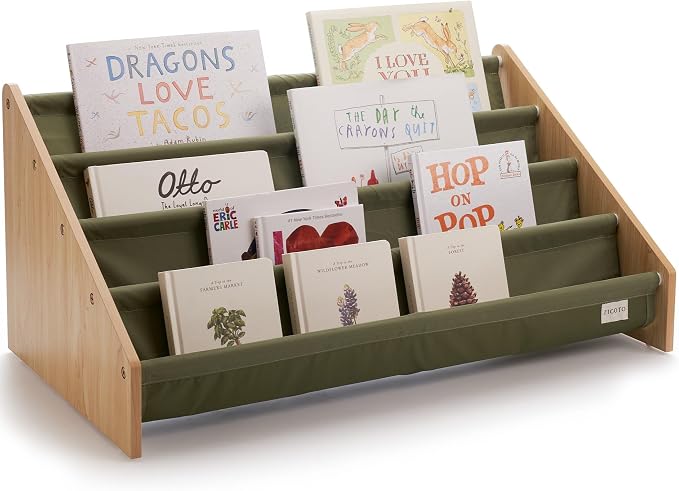 ZICOTO Decorative Wooden Bookshelf for Kids Rooms - Keeps Plenty of Books Neatly Organized & Within Reach for Toddlers - Easy Install Montessori Book Shelf for Baby's Bedroom or Playroom Decor