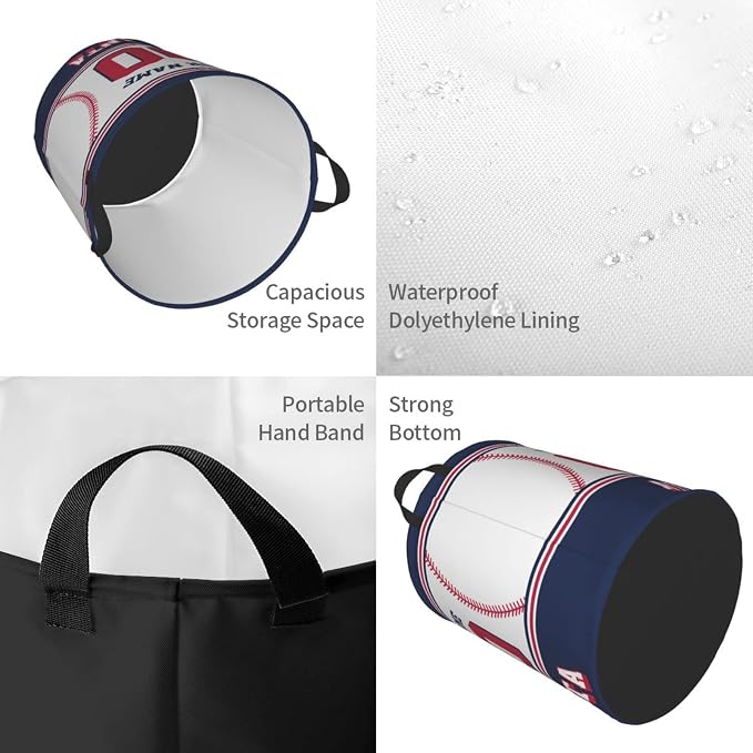 Custom Atlanta Laundry Hamper Personalized Laundry Basket Customized Name And Number Collapsible Storage Basket for Bedroom Bathroom Living Room Baseball Fan Gifts