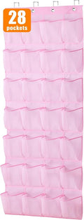 MISSLO Kids Over the Door Shoe Organizer Pink Hanging Shoe Rack Baby Toddler Hanging Shoe Organizer Cute Shoe Holder Girl Room Decor 28 Pockets