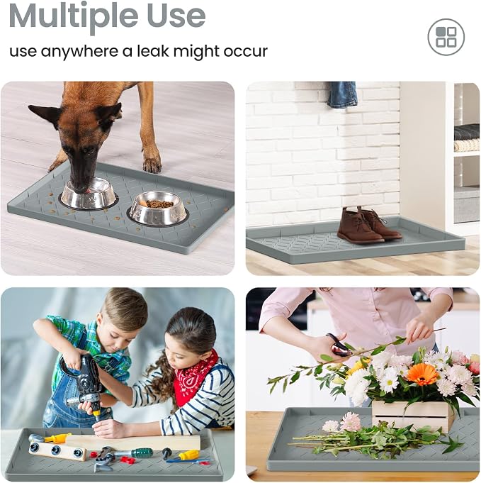 Mateeylife Under Sink Mats for Kitchen Waterproof 34"X22", Undersink Protectors，Silicone Mat Cabinet Liner, Under Sink Organizer for Bathroom and Kitchen，Boot Tray Pet Food Mat, Bronze
