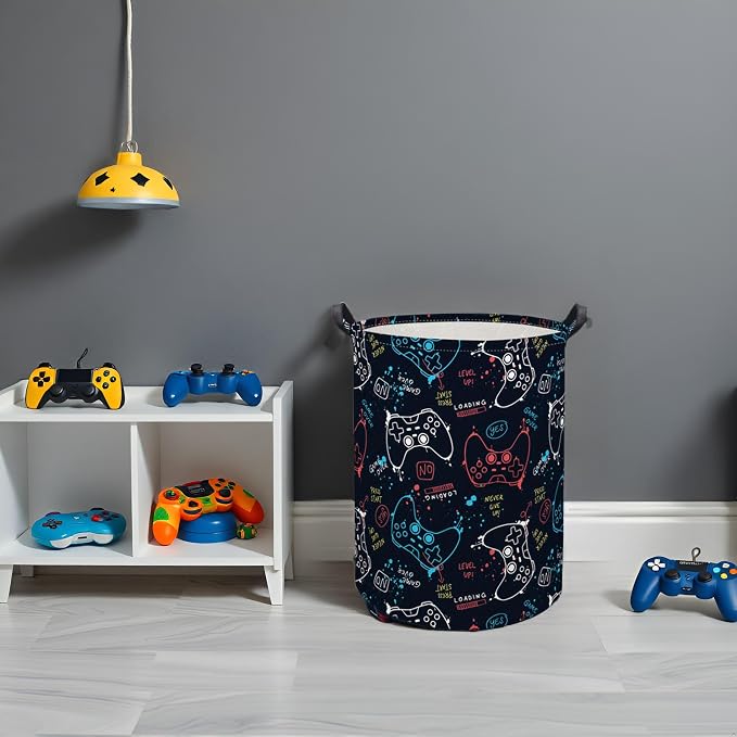 Game Laundry Basket Boys Kids Baby Laundry Hamper Dirty Clothes Organizer Toy Storage Bin Nursery Hamper for Bedroom Room Decor(Game)