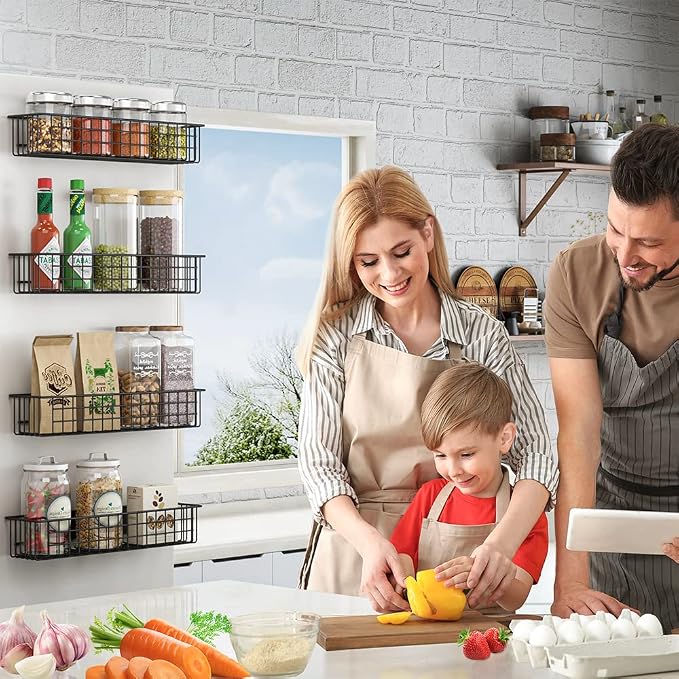 2PCS Magnetic Storage Baskets for Refrigerator, Strongly Magnet Spice Rack, Fridge Storage Shelf, Great for Kitchen and Pantry