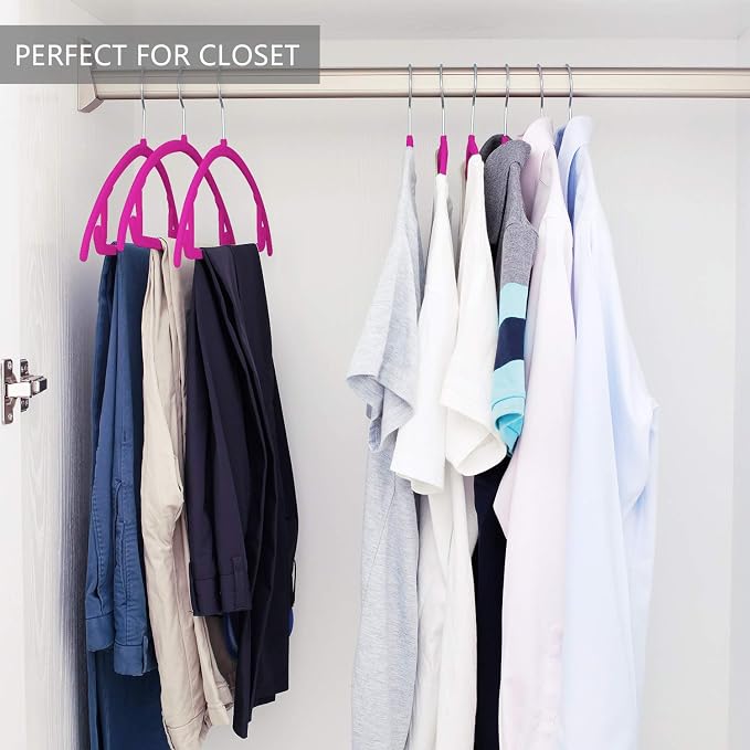 MIZGI Premium Velvet Hangers 50 Pack Heavyduty- Non Slip No Shoulder Bump Suit Hanger - Chrome Hooks,Space Saving Clothes Rounded Shape for Coat,Sweater,Jackets,Pants