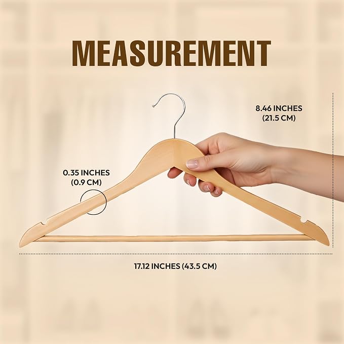 Utopia Home Premium Wooden Hangers 90 Pack - Durable & Slim Coat Hanger - Suit Hanger with 360-Degree Rotatable Hook - Wood Hangers with Shoulder Grooves (Natural Color)