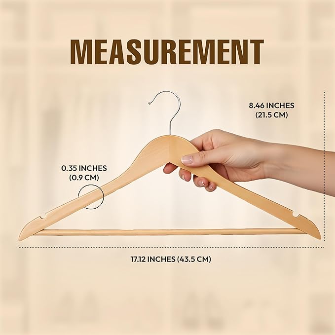 Utopia Home Premium Wooden Hangers 10 Pack - Durable & Slim Coat Hanger - Suit Hangers with 360-Degree Rotatable Hook - Wood Hangers with Shoulder Grooves (Natural)