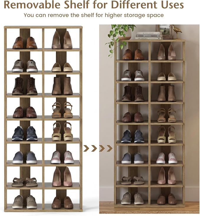 Tangkula 8-Tier Vertical Shoe Rack, Space-Saving Corner Shoe Organizer for 14 Pairs, Narrow Shoe Storage for Entryway, Front Door, or Closet