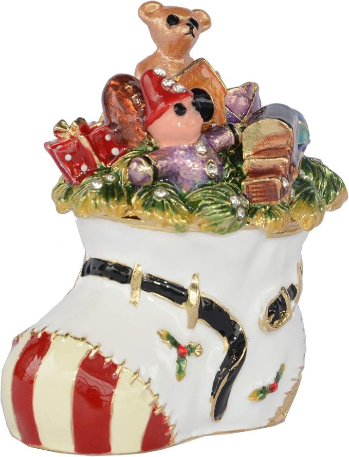 Christmas Ornament Trinket Box Jewelry Box Hand Painted Decorative Box with Hinged Lid Ring Earring Holder Holiday Figurine Collectible