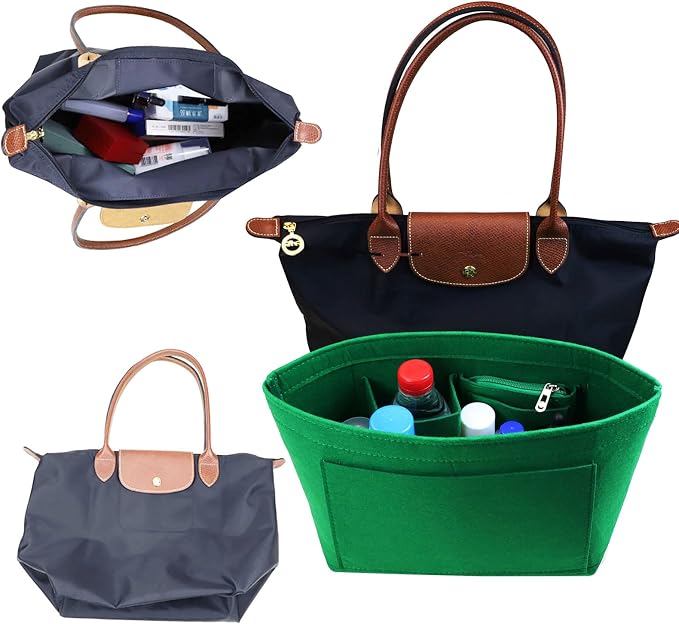Lckaey Purse Organizer Insert for longchamp le pliage large Handbags Insert Organizer 1012green-M