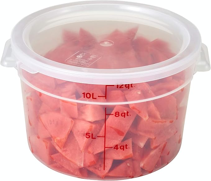 Lumintrail Cambro 12 Quart Round Food Storage Container Translucent with Lid, Bundle Includes a Measuring Spoon Set